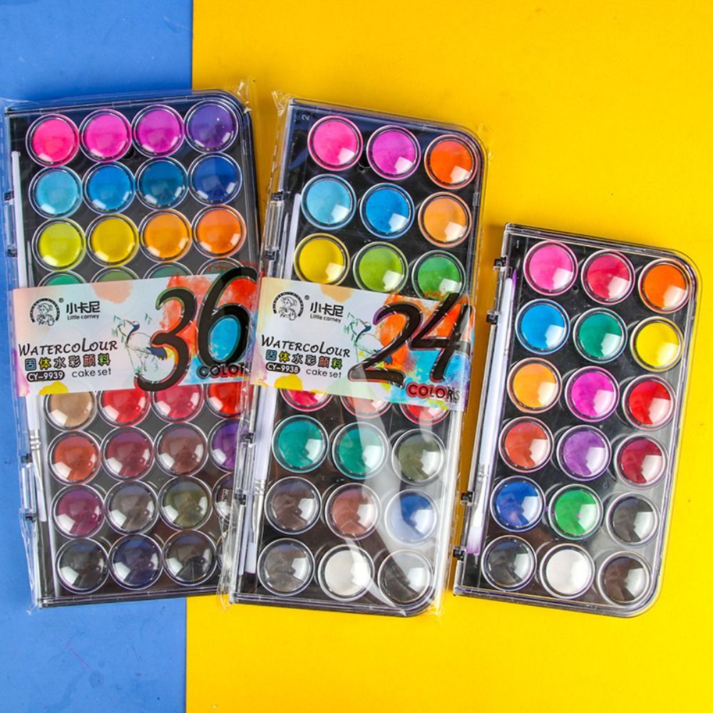 Watercolor Paint Set Solid Pigment - 12/18/24/36 цветов, набор однотонных акварельных красок,