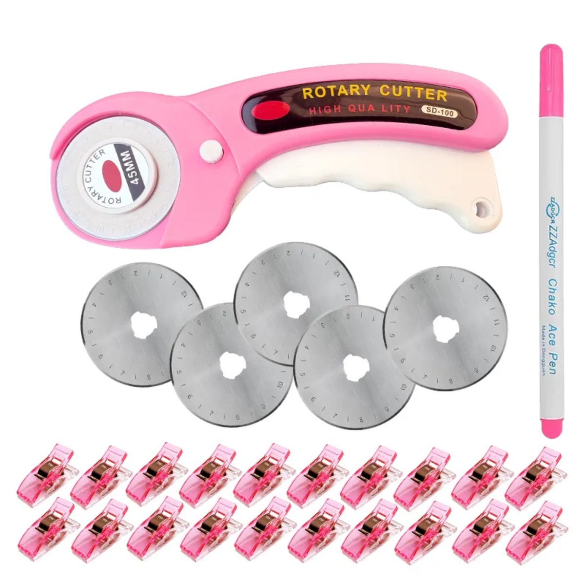 Розовый роторный резак для пэч – обзор и цена Rotary Cutter For Fabric 45Mm