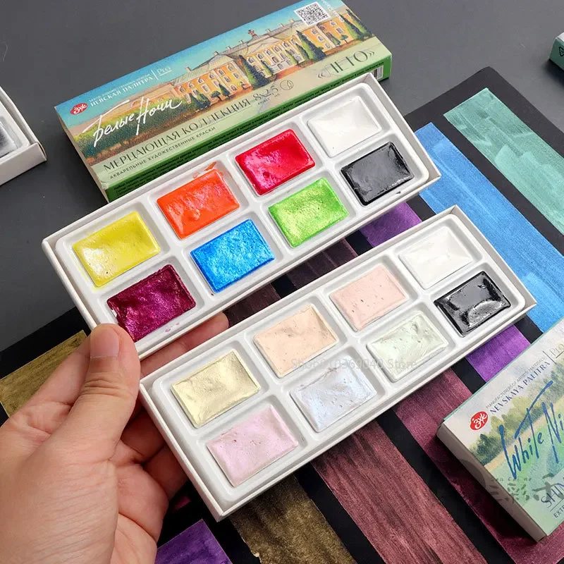 Новинка 2024, белый светящийся – обзор и цена Watercolor Paint Set Solid Pigment