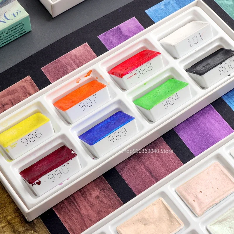 Новинка 2024, белый светящийся – обзор и цена Watercolor Paint Set Solid Pigment