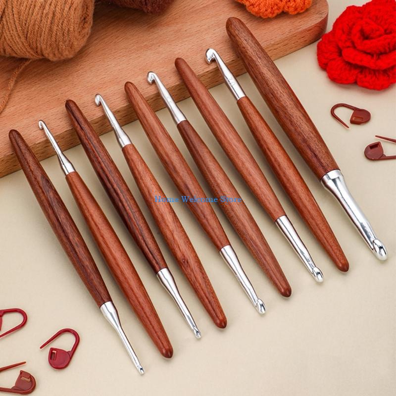 F68E 8 шт. крючок для вязания  – обзор и цена Wooden Crochet Hooks Ergonomic Handle